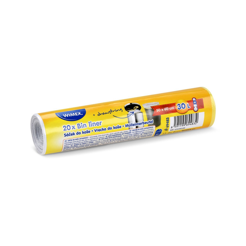 Pytle do koše Wimex stahovací - 50x60cm / 30l / 20ks / transparentní