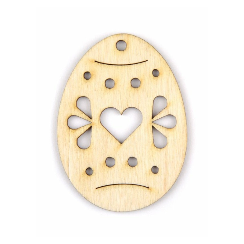 Velikonoční dřevěný výřez - vajíčko srdíčko 5,1 x 7 cm