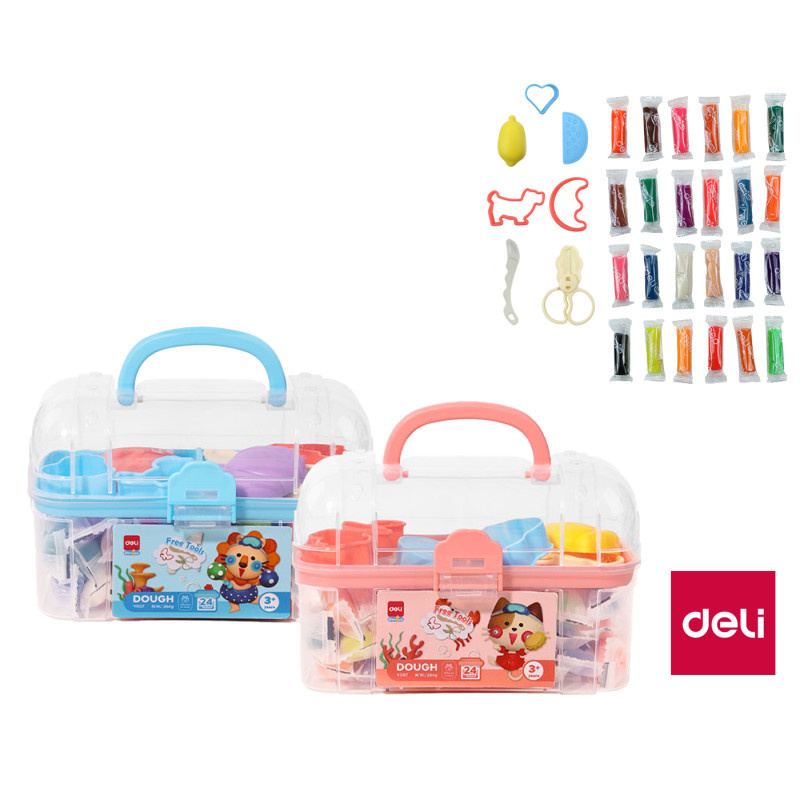 Modelovací hmota DELI měkká s vůní - 24 barev / kufřík mix