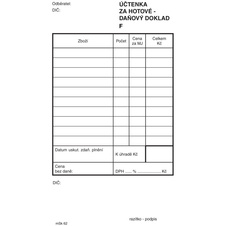 MSK 62 účtenka za hotové číslovaná 2 x 50 listů NCR