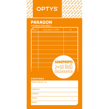 Optys 1089 paragon blok 75 mm x 150 mm číslovaný 2 x 50 listů NCR