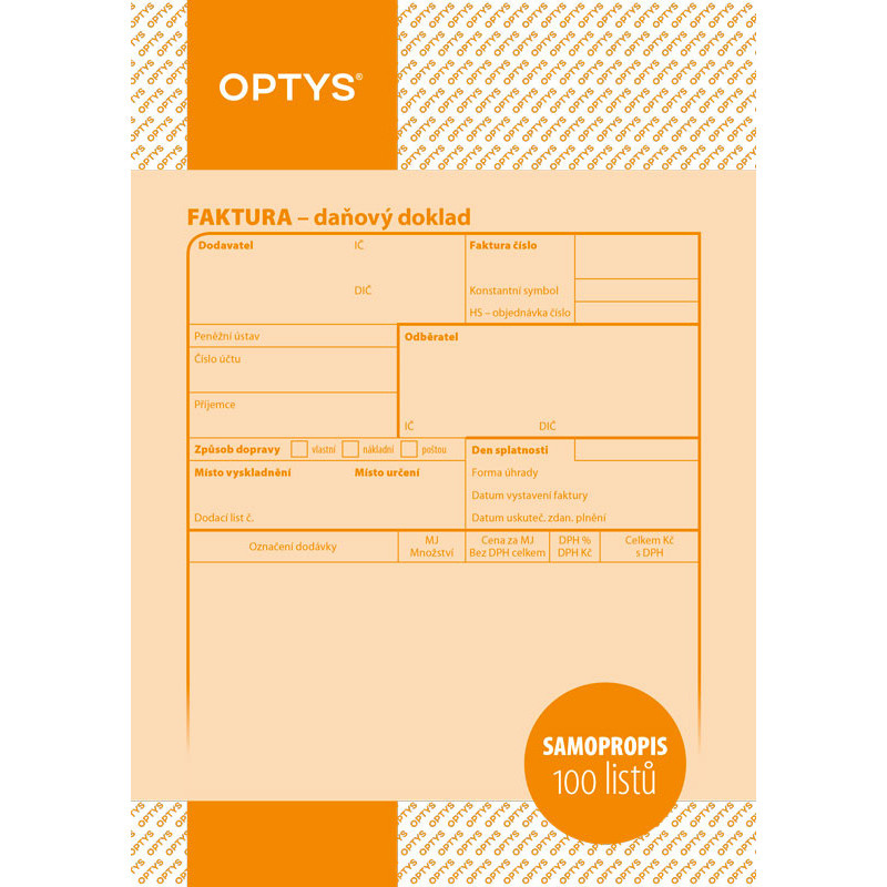 Optys 1072 faktura 100 listů NCR A5