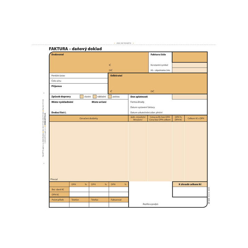Optys 1074 faktura 20 cm x 21 cm 100 listů NCR