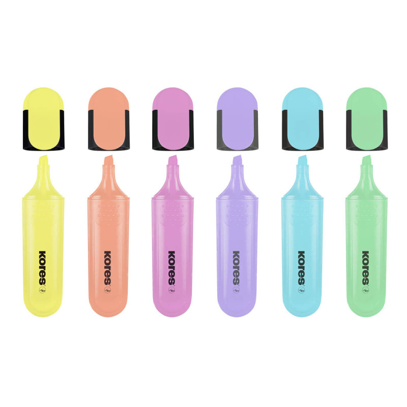 Zvýrazňovač Kores Bright Liner Pastel / sada 6 ks