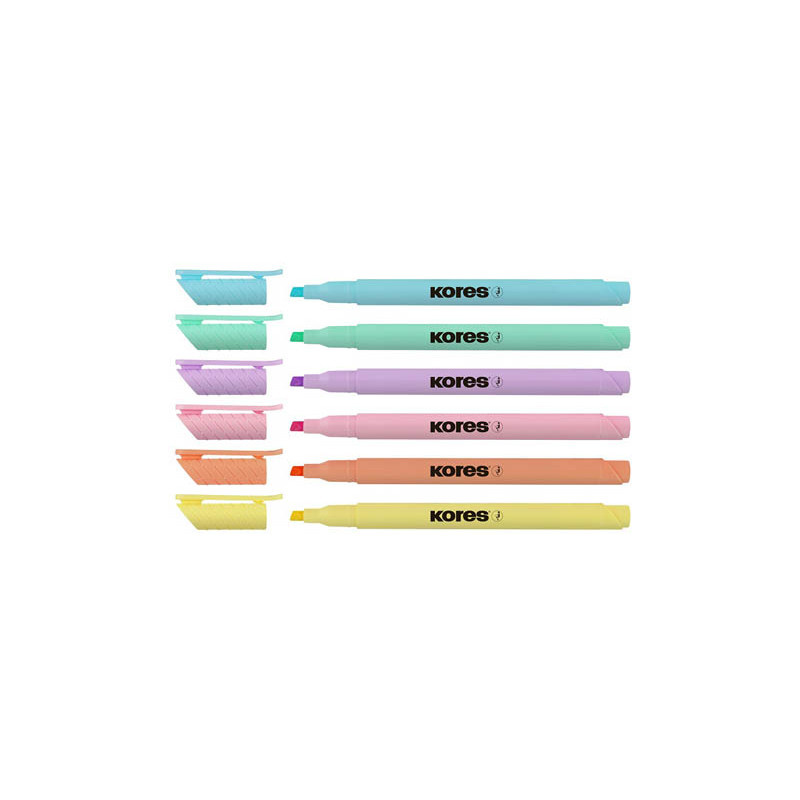 Zvýrazňovač Kores High Liner Pastel / sada 6 ks
