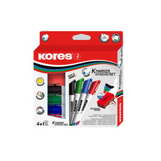 Popisovač Kores K-Marker Wihteboard - sada 4 ks + mazací houba / kulatý hrot