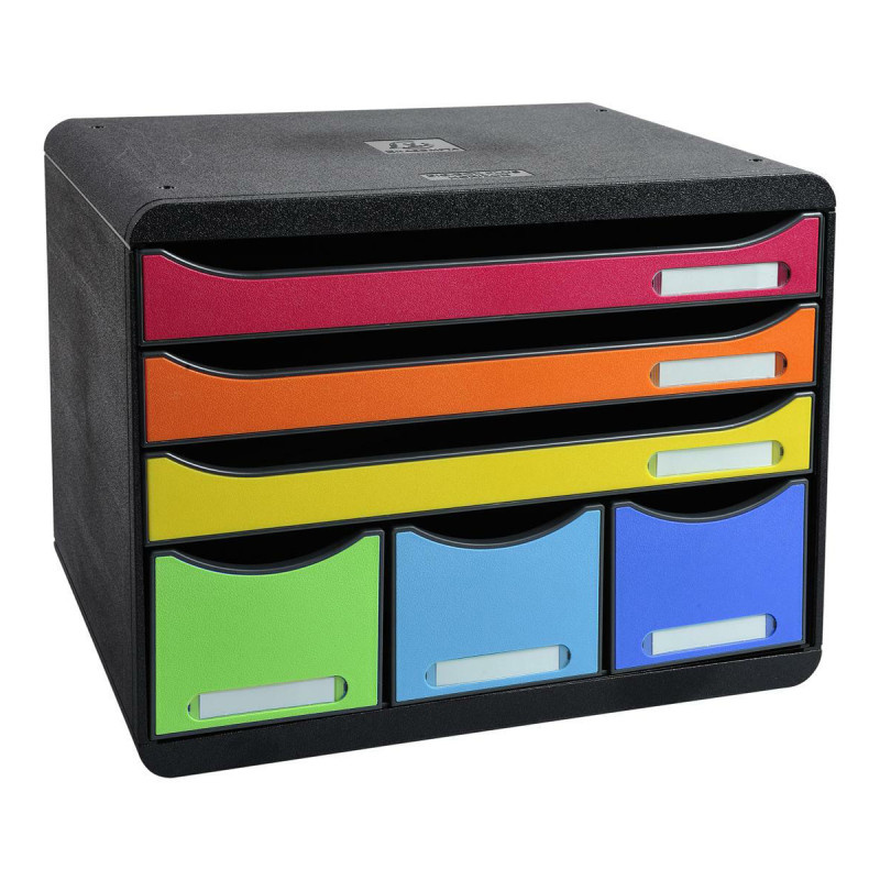 Zásuvkový box Exacompta Iderama - černý duhový / 6 zásuvek na šířku