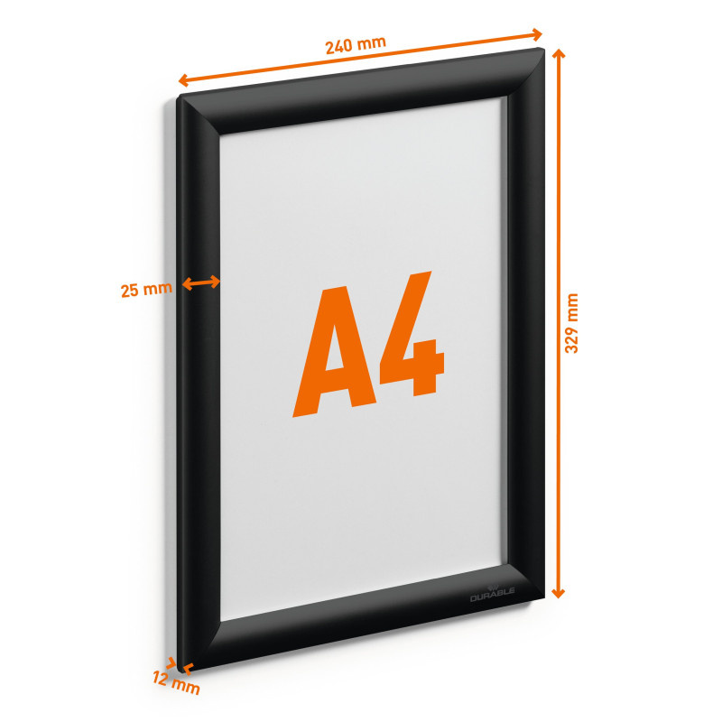 Rámeček hliníkový Durable A4 - černá