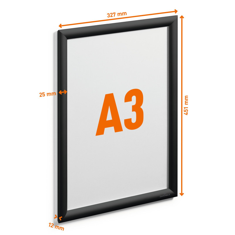 Rámeček hliníkový Durable A3 - černá