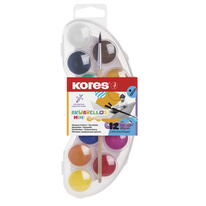 Vodové barvy Kores Akuarellos - MINI / 12 barev / průměr 25 mm + štětec