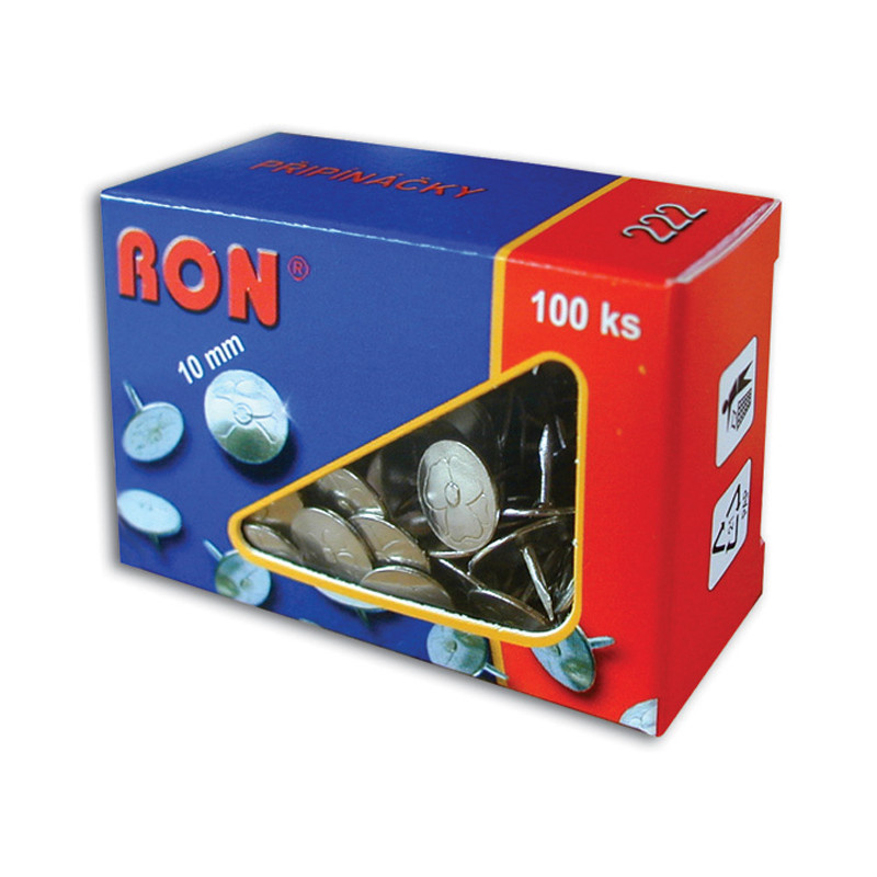 Připínáčky RON - 222 / 100 ks, velikost 10 / 8