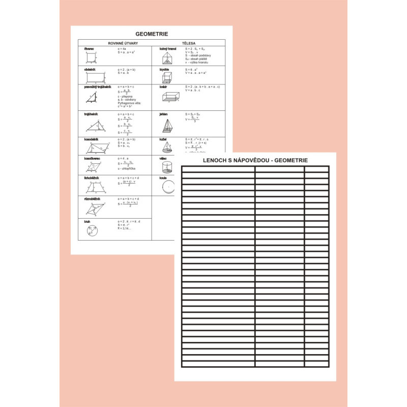 Podložka s nápovědou geometrie A4 lamino