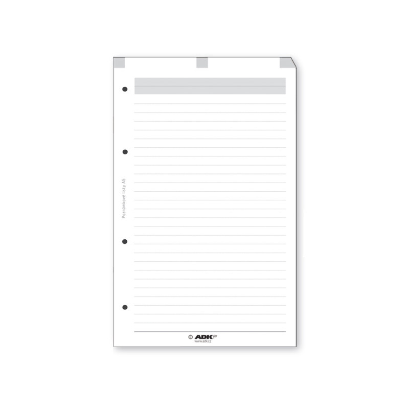Náhradní vložky do diářů ADK - A5/ poznámkové listy / 50 listů