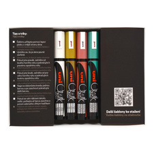 Sada křídových popisovačů UNI Chalk Marker - Vánoční sada 4 ks + 2 šablony