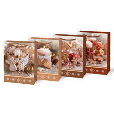 Vánoční dárková taška M - mix motivů / 19 x 25 cm