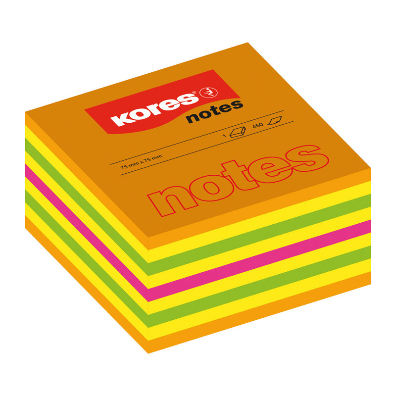 Samolepicí bloček Kores Cubo - 75 x 75 mm / 450 lístků