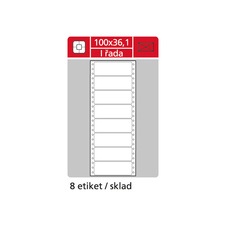 Tabelační etikety s vodící drážkou - 100 x 36,1 mm jednořadé 4000 etiket / 500 skladů