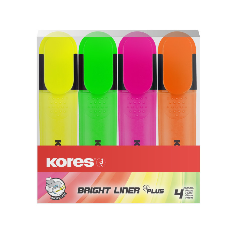 Zvýrazňovač Kores Bright Liner / sada 4 ks