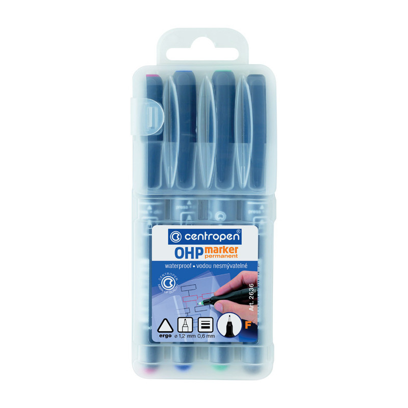 Popisovač Centropen Permanent OHP 2636 / sada 4 ks