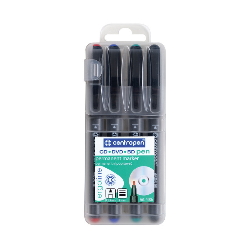 Popisovač Centropen CD / DVD / BD 4606 pen - sada 4 ks