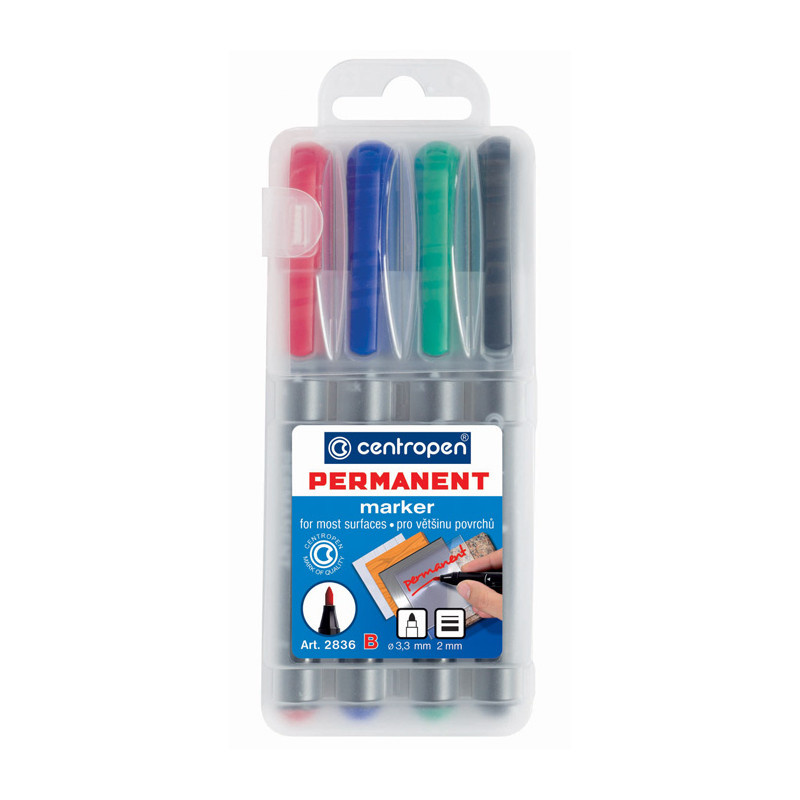 Popisovač Centropen Permanent 2836 B / sada 4 ks