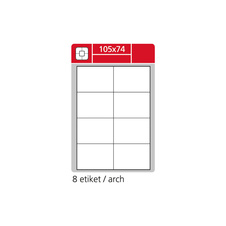 Print etikety A4 pro laserový a inkoustový tisk - 105 x 74 mm (8 etiket / arch ) / lesklé