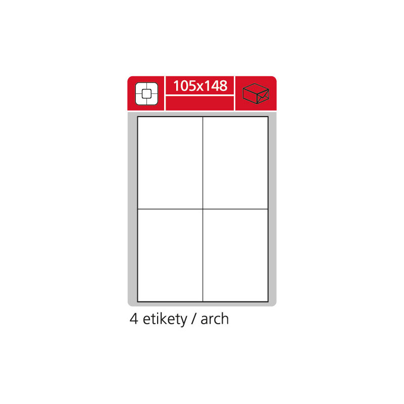 Print etikety A4 pro laserový a inkoustový tisk - 105 x 148 mm (4 etikety / arch ) / lesklé