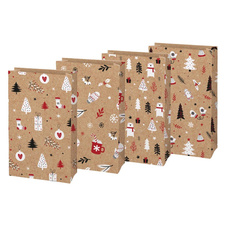 Vánoční sáček KRAFT 1- mix motivů / 10 x 18 cm