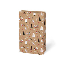 Vánoční sáček KRAFT 2 - mix motivů / 15 x 27 cm