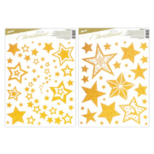 Okenní fólie Glitr - mix zlaté hvězdy / 30 x 42 cm