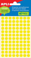Samolepicí kolečka APLI barevná - prům. 8 mm / 288 etiket / žlutá