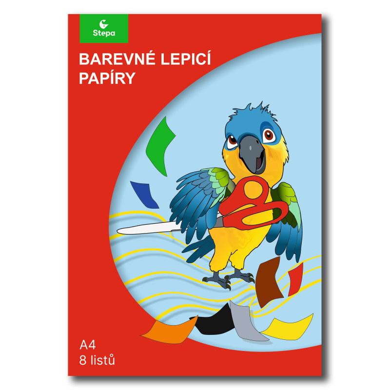 Barevné papíry A4 - lepicí 8 listů
