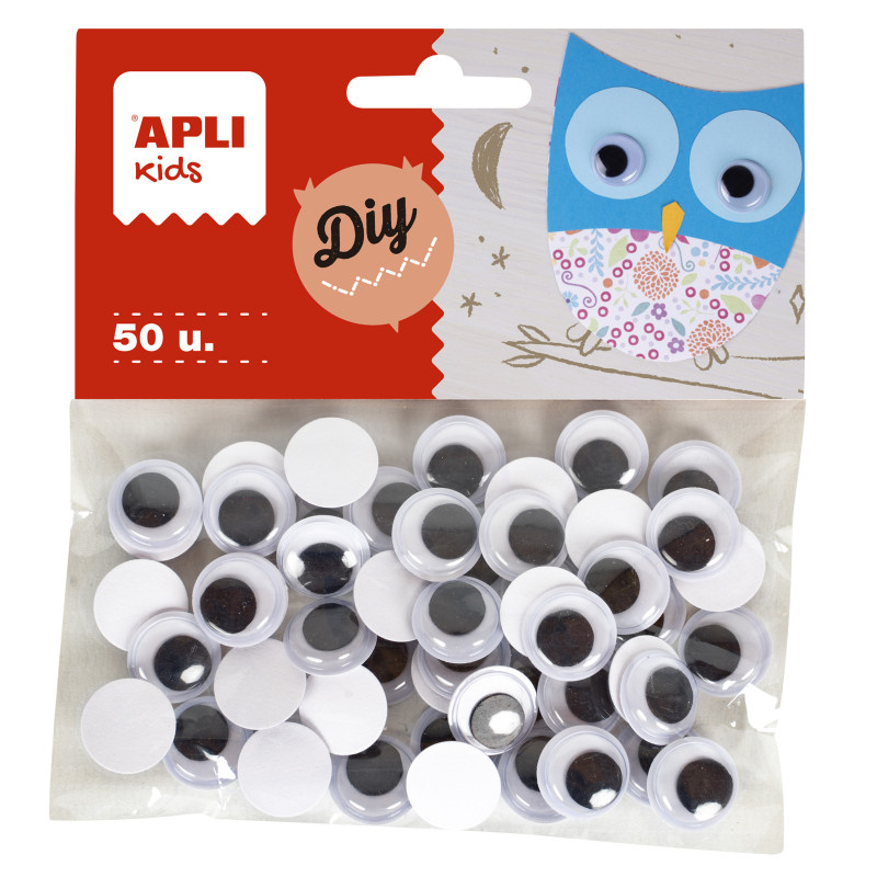 Samolepicí očička APLI černá kulatá / 50 ks