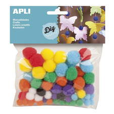 Kuličky POM POM APLI - barevné / 78 ks
