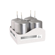 Vánoční adventní svíčky 6 cm - stříbrná / 4 ks