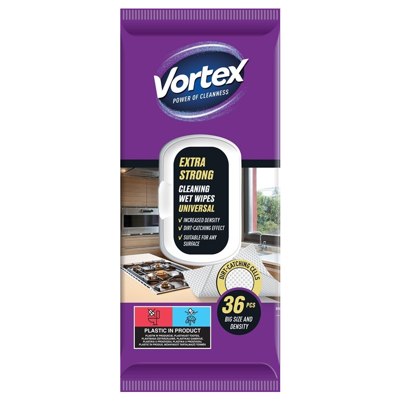 Vlhčené ubrousky VORTEX - Univerzální plochy 36 ks