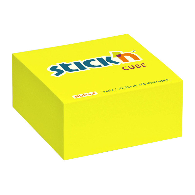 Samolepicí bločky Stick´n by Hopax - 76 x 76 mm / 400 lístků / neon žlutá