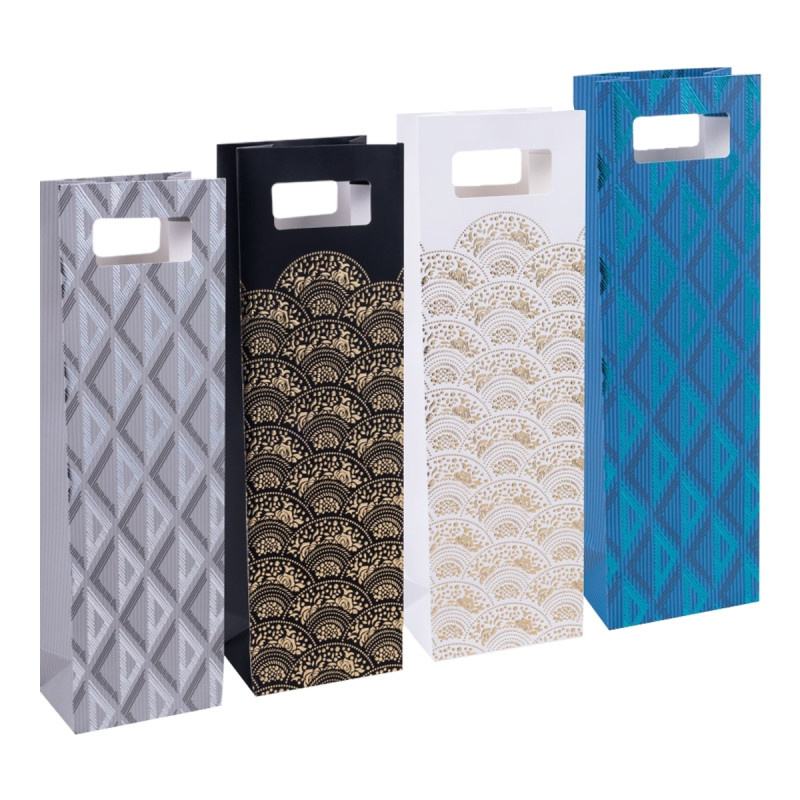 Dárková taška na lahev - Elegant mix / 12 x 41 cm