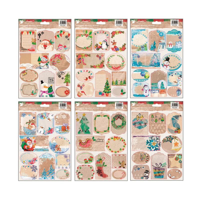 Jmenovky na dárky samolepicí 10 ks - KRAFT mix