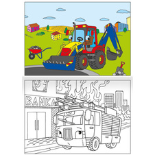 Omalovánka A4 se samolepkami - Autíčka