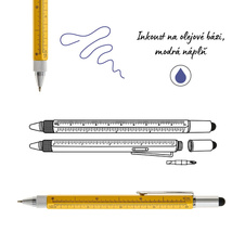 Kuličkové pero multifunkční 5v1 - žlutá