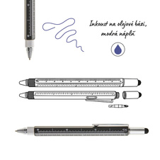 Kuličkové pero multifunkční 5v1 - černá