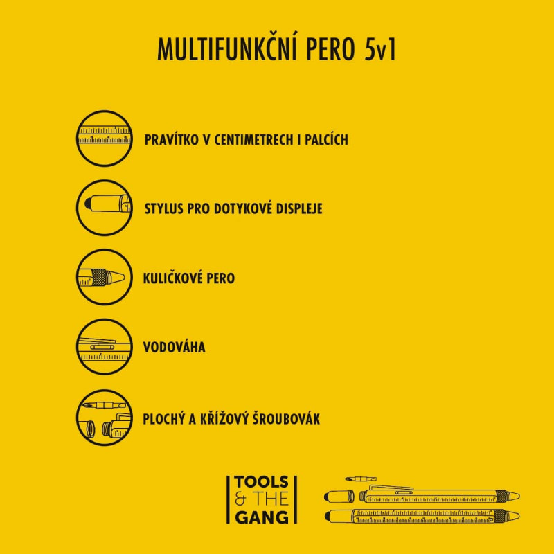 Kuličkové pero multifunkční 5v1 - černá