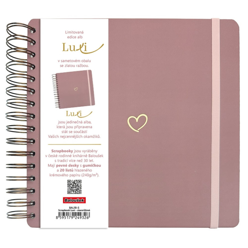 Fotoalbum Luxi - 24 x 21 cm / starorůžová srdce