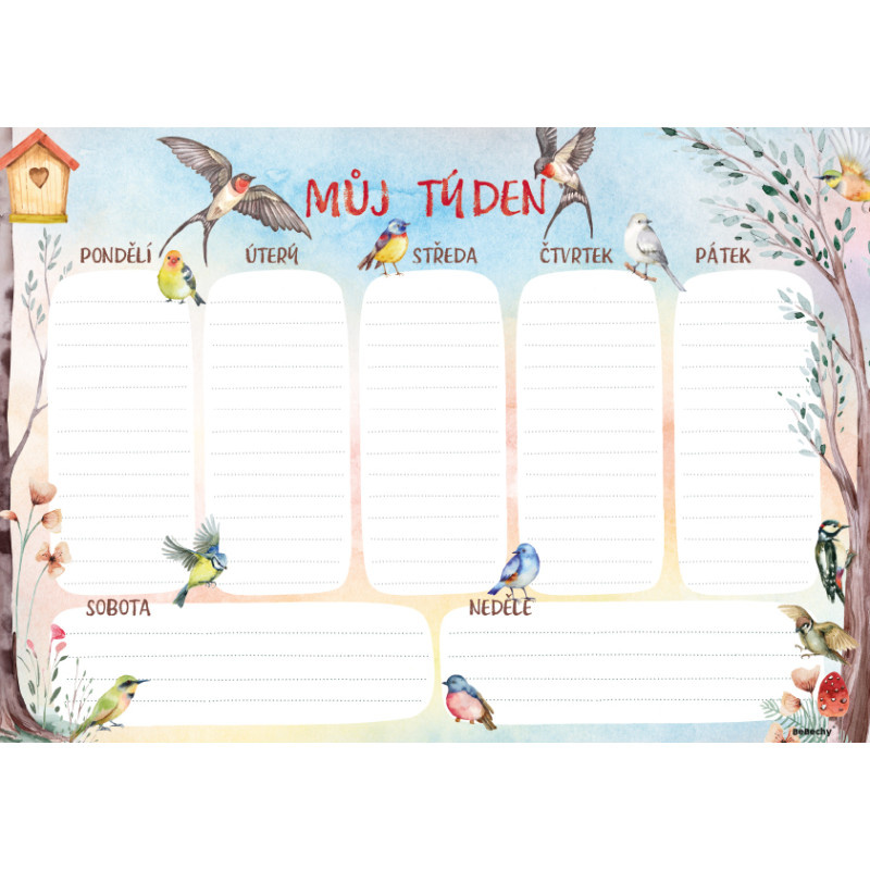 Plánovač týdenní A4 - Ptáčci