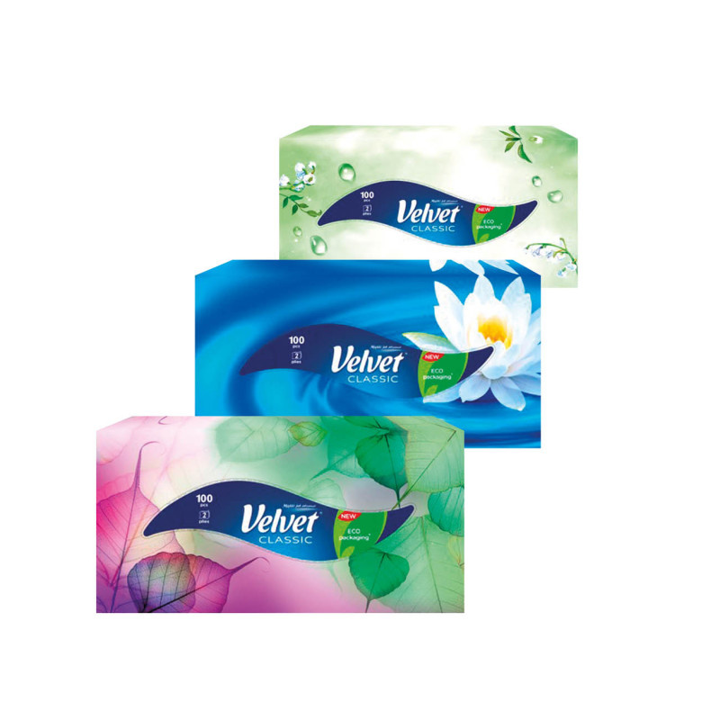 Kapesníčky papírové Velvet Classic - dvouvrstvé / 100 ks