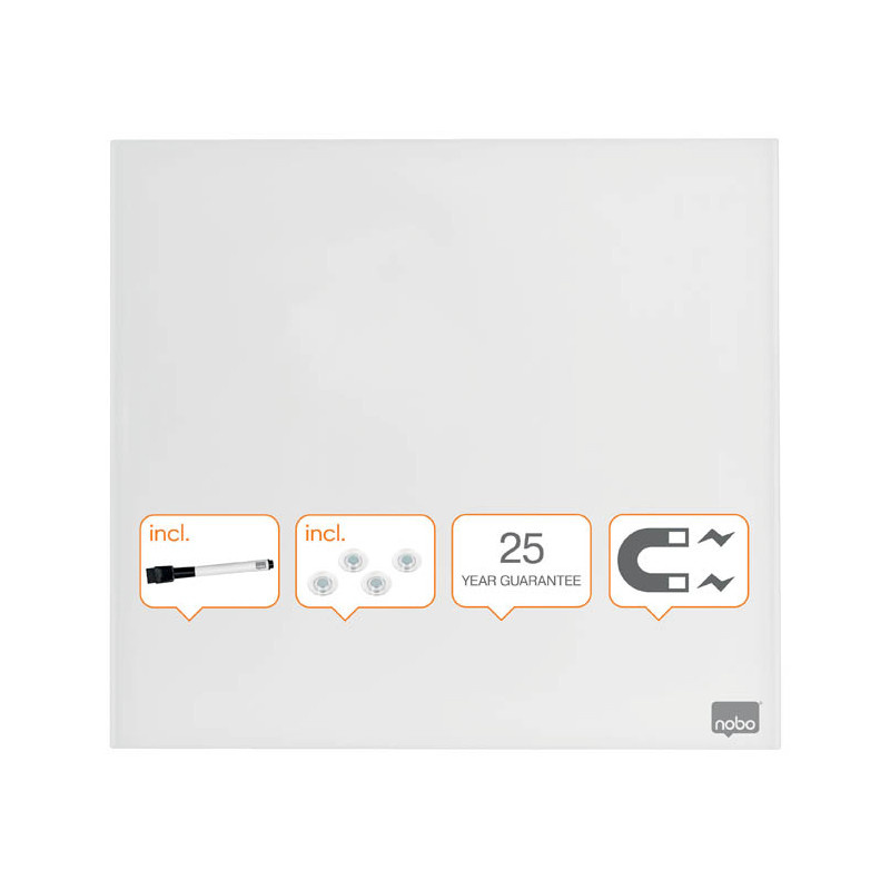 Tabule magnetické skleněné Diamond - 45 x 45 cm / bílá