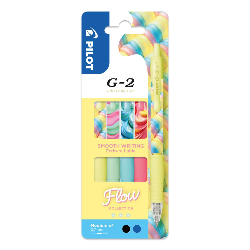 Gelový roller Pilot G-2 Flow 0,7 - sada 4 ks
