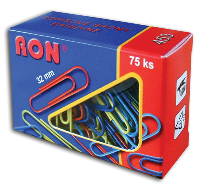 Dopisní spony RON barevné - 32 mm / 75 ks