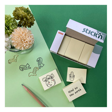 Samolepicí bločky Stick´n by Hopax FSC - 38 x 51 mm / 12 x 100 l / pastel. žlutá